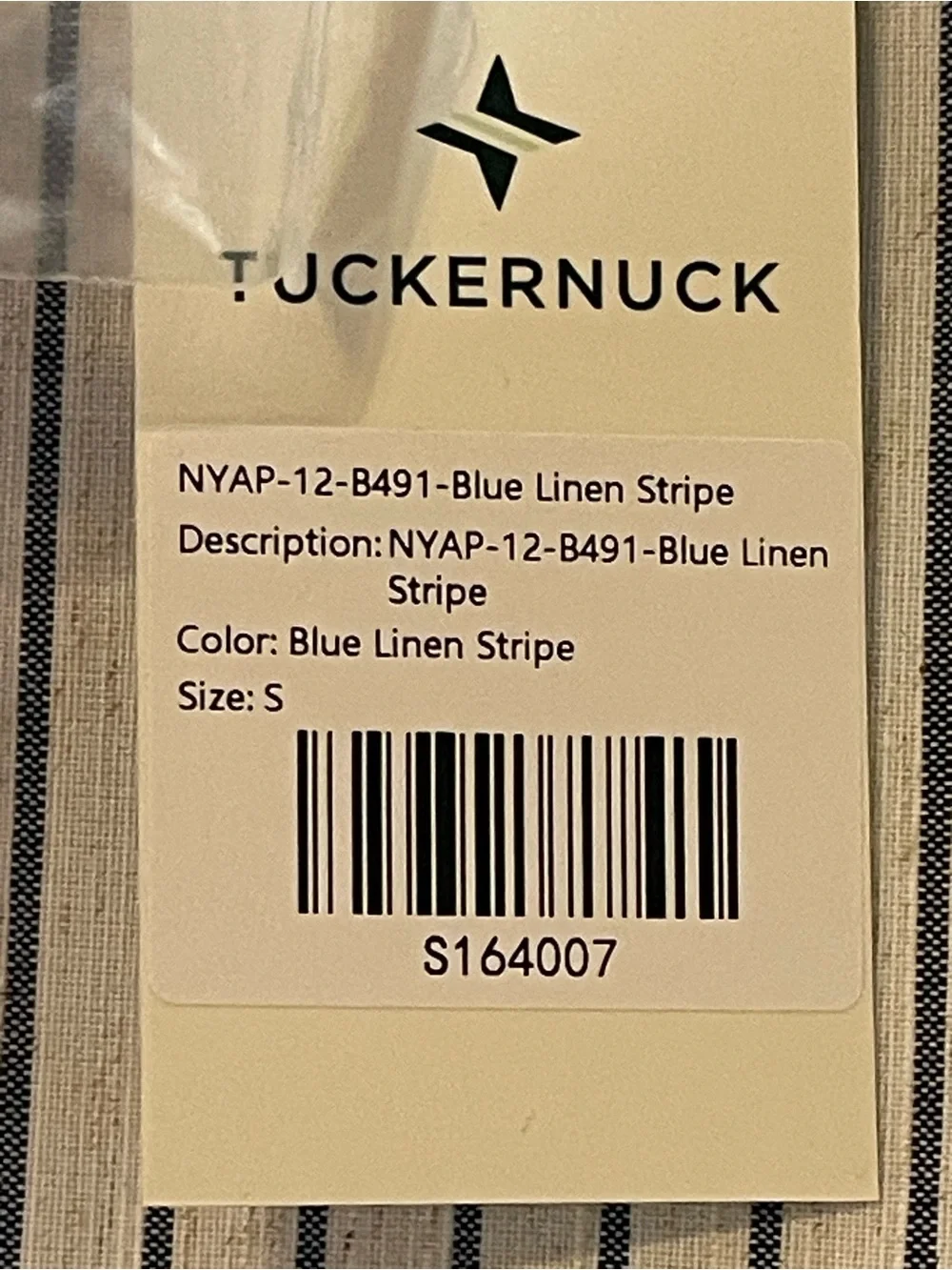 Tuckernuck Stripe Edie Puff Sleeve Top in Blue Linen New Cropped Size Small